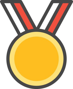 Kazanan ikon sembolü, ödül ödülünün renk tasarımı ile tasarımı ile tasvir edilmesi, modern grafik sanatları dijital tasarımı için mükemmel bir başarı ve zafer sembolü.