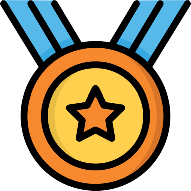 Kazanan ikon sembolü, ödül ödülünün renk tasarımı ile tasarımı ile tasvir edilmesi, modern grafik sanatları dijital tasarımı için mükemmel bir başarı ve zafer sembolü.