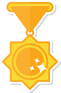 Kazanan ikon sembolü, ödül ödülünün renk tasarımı ile tasarımı ile tasvir edilmesi, modern grafik sanatları dijital tasarımı için mükemmel bir başarı ve zafer sembolü.