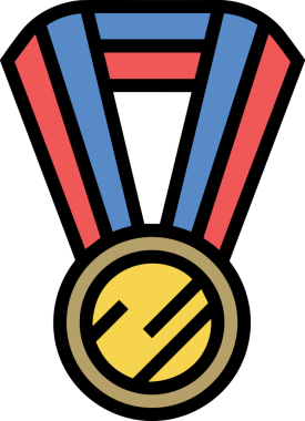 Kazanan ikon sembolü, ödül ödülünün renk tasarımı ile tasarımı ile tasvir edilmesi, modern grafik sanatları dijital tasarımı için mükemmel bir başarı ve zafer sembolü.