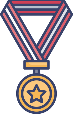 Kazanan ikon sembolü, ödül ödülünün renk tasarımı ile tasarımı ile tasvir edilmesi, modern grafik sanatları dijital tasarımı için mükemmel bir başarı ve zafer sembolü.