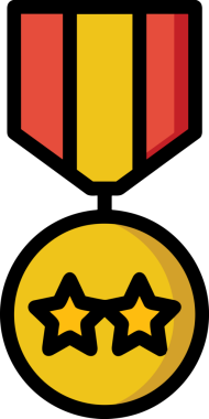 Kazanan ikon sembolü, ödül ödülünün renk tasarımı ile tasarımı ile tasvir edilmesi, modern grafik sanatları dijital tasarımı için mükemmel bir başarı ve zafer sembolü.