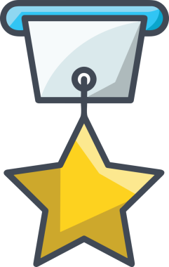 Kazanan ikon sembolü, ödül ödülünün renk tasarımı ile tasarımı ile tasvir edilmesi, modern grafik sanatları dijital tasarımı için mükemmel bir başarı ve zafer sembolü.