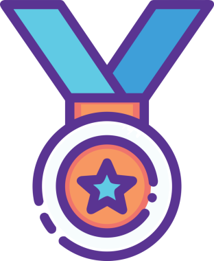 Kazanan ikon sembolü, ödül ödülünün renk tasarımı ile tasarımı ile tasvir edilmesi, modern grafik sanatları dijital tasarımı için mükemmel bir başarı ve zafer sembolü.