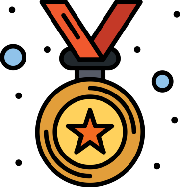 Kazanan ikon sembolü, ödül ödülünün renk tasarımı ile tasarımı ile tasvir edilmesi, modern grafik sanatları dijital tasarımı için mükemmel bir başarı ve zafer sembolü.