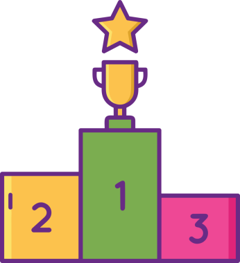 Kazanan ikon sembolü, ödül ödülünün renk tasarımı ile tasarımı ile tasvir edilmesi, modern grafik sanatları dijital tasarımı için mükemmel bir başarı ve zafer sembolü.