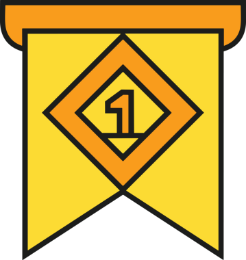 Kazanan ikon sembolü, ödül ödülünün renk tasarımı ile tasarımı ile tasvir edilmesi, modern grafik sanatları dijital tasarımı için mükemmel bir başarı ve zafer sembolü.