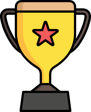 Kazanan ikon sembolü, ödül ödülünün renk tasarımı ile tasarımı ile tasvir edilmesi, modern grafik sanatları dijital tasarımı için mükemmel bir başarı ve zafer sembolü.