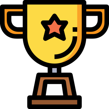 Kazanan ikon sembolü, ödül ödülünün renk tasarımı ile tasarımı ile tasvir edilmesi, modern grafik sanatları dijital tasarımı için mükemmel bir başarı ve zafer sembolü.