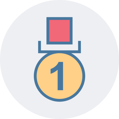 Kazanan ikon sembolü, ödül ödülünün renk tasarımı ile tasarımı ile tasvir edilmesi, modern grafik sanatları dijital tasarımı için mükemmel bir başarı ve zafer sembolü.