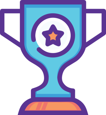 Kazanan ikon sembolü, ödül ödülünün renk tasarımı ile tasarımı ile tasvir edilmesi, modern grafik sanatları dijital tasarımı için mükemmel bir başarı ve zafer sembolü.