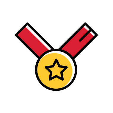 Kazanan ikon sembolü, ödül ödülünün renk tasarımı ile tasarımı ile tasvir edilmesi, modern grafik sanatları dijital tasarımı için mükemmel bir başarı ve zafer sembolü.