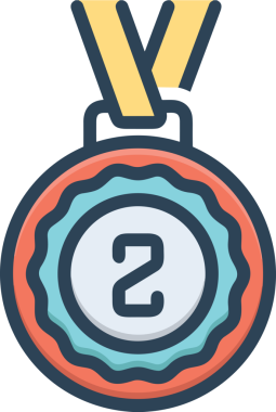 Kazanan ikon sembolü, ödül ödülünün renk tasarımı ile tasarımı ile tasvir edilmesi, modern grafik sanatları dijital tasarımı için mükemmel bir başarı ve zafer sembolü.