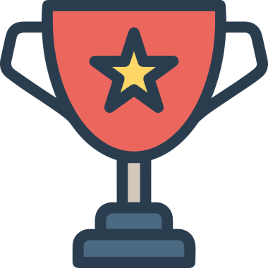 Kazanan ikon sembolü, ödül ödülünün renk tasarımı ile tasarımı ile tasvir edilmesi, modern grafik sanatları dijital tasarımı için mükemmel bir başarı ve zafer sembolü.