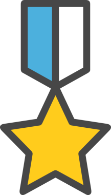 Kazanan ikon sembolü, ödül ödülünün renk tasarımı ile tasarımı ile tasvir edilmesi, modern grafik sanatları dijital tasarımı için mükemmel bir başarı ve zafer sembolü.