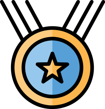 Kazanan ikon sembolü, ödül ödülünün renk tasarımı ile tasarımı ile tasvir edilmesi, modern grafik sanatları dijital tasarımı için mükemmel bir başarı ve zafer sembolü.