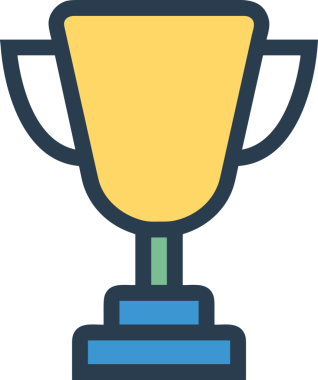 Kazanan ikon sembolü, ödül ödülünün renk tasarımı ile tasarımı ile tasvir edilmesi, modern grafik sanatları dijital tasarımı için mükemmel bir başarı ve zafer sembolü.