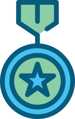 Kazanan ikon sembolü, ödül ödülünün renk tasarımı ile tasarımı ile tasvir edilmesi, modern grafik sanatları dijital tasarımı için mükemmel bir başarı ve zafer sembolü.