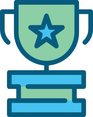 Kazanan ikon sembolü, ödül ödülünün renk tasarımı ile tasarımı ile tasvir edilmesi, modern grafik sanatları dijital tasarımı için mükemmel bir başarı ve zafer sembolü.