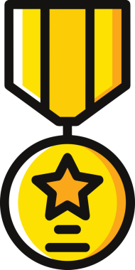 Kazanan ikon sembolü, ödül ödülünün renk tasarımı ile tasarımı ile tasvir edilmesi, modern grafik sanatları dijital tasarımı için mükemmel bir başarı ve zafer sembolü.