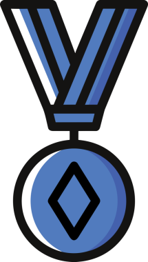 Kazanan ikon sembolü, ödül ödülünün renk tasarımı ile tasarımı ile tasvir edilmesi, modern grafik sanatları dijital tasarımı için mükemmel bir başarı ve zafer sembolü.