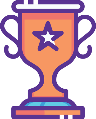 Kazanan ikon sembolü, ödül ödülünün renk tasarımı ile tasarımı ile tasvir edilmesi, modern grafik sanatları dijital tasarımı için mükemmel bir başarı ve zafer sembolü.