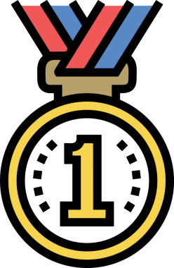 Kazanan ikon sembolü, ödül ödülünün renk tasarımı ile tasarımı ile tasvir edilmesi, modern grafik sanatları dijital tasarımı için mükemmel bir başarı ve zafer sembolü.