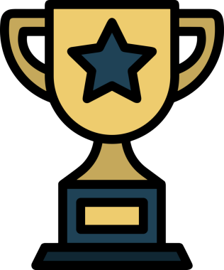 Kazanan ikon sembolü, ödül ödülünün renk tasarımı ile tasarımı ile tasvir edilmesi, modern grafik sanatları dijital tasarımı için mükemmel bir başarı ve zafer sembolü.