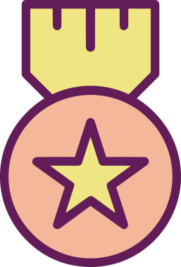 Kazanan ikon sembolü, ödül ödülünün renk tasarımı ile tasarımı ile tasvir edilmesi, modern grafik sanatları dijital tasarımı için mükemmel bir başarı ve zafer sembolü.