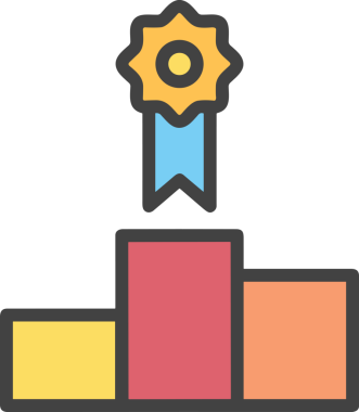 Kazanan ikon sembolü, ödül ödülünün renk tasarımı ile tasarımı ile tasvir edilmesi, modern grafik sanatları dijital tasarımı için mükemmel bir başarı ve zafer sembolü.
