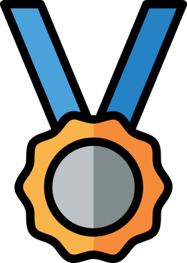 Kazanan ikon sembolü, ödül ödülünün renk tasarımı ile tasarımı ile tasvir edilmesi, modern grafik sanatları dijital tasarımı için mükemmel bir başarı ve zafer sembolü.