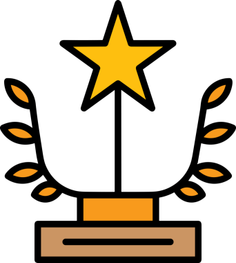Kazanan ikon sembolü, ödül ödülünün renk tasarımı ile tasarımı ile tasvir edilmesi, modern grafik sanatları dijital tasarımı için mükemmel bir başarı ve zafer sembolü.