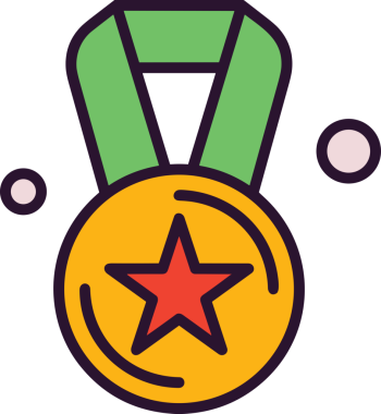 Kazanan ikon sembolü, ödül ödülünün renk tasarımı ile tasarımı ile tasvir edilmesi, modern grafik sanatları dijital tasarımı için mükemmel bir başarı ve zafer sembolü.