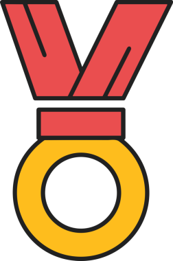 Kazanan ikon sembolü, ödül ödülünün renk tasarımı ile tasarımı ile tasvir edilmesi, modern grafik sanatları dijital tasarımı için mükemmel bir başarı ve zafer sembolü.