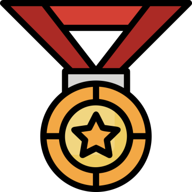 Kazanan ikon sembolü, ödül ödülünün renk tasarımı ile tasarımı ile tasvir edilmesi, modern grafik sanatları dijital tasarımı için mükemmel bir başarı ve zafer sembolü.