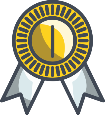 Kazanan ikon sembolü, ödül ödülünün renk tasarımı ile tasarımı ile tasvir edilmesi, modern grafik sanatları dijital tasarımı için mükemmel bir başarı ve zafer sembolü.