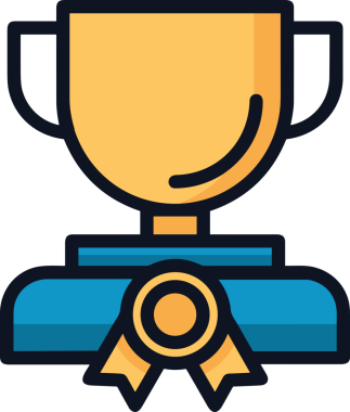 Kazanan ikon sembolü, ödül ödülünün renk tasarımı ile tasarımı ile tasvir edilmesi, modern grafik sanatları dijital tasarımı için mükemmel bir başarı ve zafer sembolü.