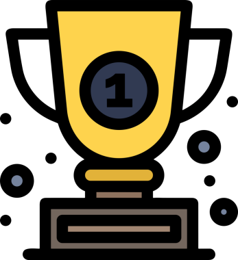 Kazanan ikon sembolü, ödül ödülünün renk tasarımı ile tasarımı ile tasvir edilmesi, modern grafik sanatları dijital tasarımı için mükemmel bir başarı ve zafer sembolü.