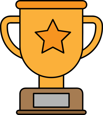 Kazanan ikon sembolü, ödül ödülünün renk tasarımı ile tasarımı ile tasvir edilmesi, modern grafik sanatları dijital tasarımı için mükemmel bir başarı ve zafer sembolü.