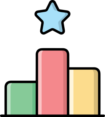 Kazanan ikon sembolü, ödül ödülünün renk tasarımı ile tasarımı ile tasvir edilmesi, modern grafik sanatları dijital tasarımı için mükemmel bir başarı ve zafer sembolü.