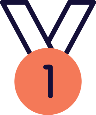 Kazanan ikon sembolü, ödül ödülünün renk tasarımı ile tasarımı ile tasvir edilmesi, modern grafik sanatları dijital tasarımı için mükemmel bir başarı ve zafer sembolü.