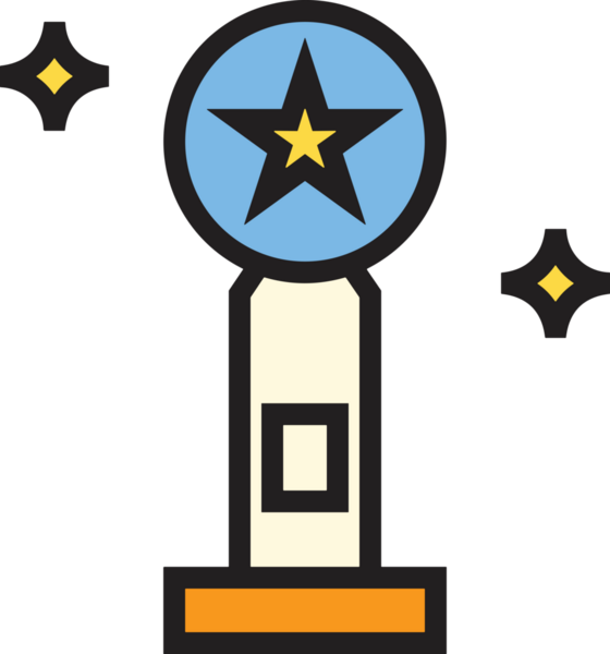 Kazanan ikon sembolü, ödül ödülünün renk tasarımı ile tasarımı ile tasvir edilmesi, modern grafik sanatları dijital tasarımı için mükemmel bir başarı ve zafer sembolü.