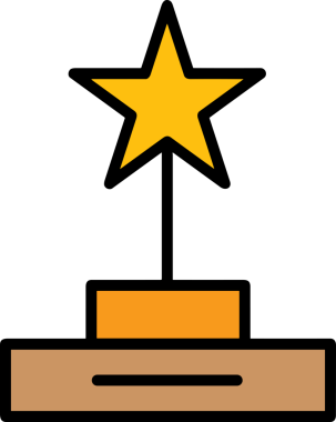 Kazanan ikon sembolü, ödül ödülünün renk tasarımı ile tasarımı ile tasvir edilmesi, modern grafik sanatları dijital tasarımı için mükemmel bir başarı ve zafer sembolü.