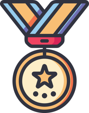 Kazanan ikon sembolü, ödül ödülünün renk tasarımı ile tasarımı ile tasvir edilmesi, modern grafik sanatları dijital tasarımı için mükemmel bir başarı ve zafer sembolü.