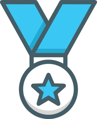 Kazanan ikon sembolü, ödül ödülünün renk tasarımı ile tasarımı ile tasvir edilmesi, modern grafik sanatları dijital tasarımı için mükemmel bir başarı ve zafer sembolü.