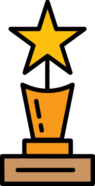 Kazanan ikon sembolü, ödül ödülünün renk tasarımı ile tasarımı ile tasvir edilmesi, modern grafik sanatları dijital tasarımı için mükemmel bir başarı ve zafer sembolü.