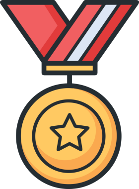 Kazanan ikon sembolü, ödül ödülünün renk tasarımı ile tasarımı ile tasvir edilmesi, modern grafik sanatları dijital tasarımı için mükemmel bir başarı ve zafer sembolü.