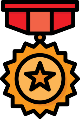 Kazanan ikon sembolü, ödül ödülünün renk tasarımı ile tasarımı ile tasvir edilmesi, modern grafik sanatları dijital tasarımı için mükemmel bir başarı ve zafer sembolü.