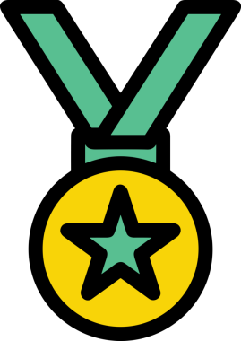 Kazanan ikon sembolü, ödül ödülünün renk tasarımı ile tasarımı ile tasvir edilmesi, modern grafik sanatları dijital tasarımı için mükemmel bir başarı ve zafer sembolü.