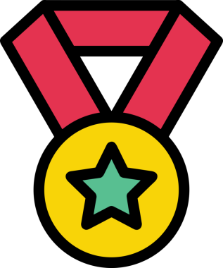 Kazanan ikon sembolü, ödül ödülünün renk tasarımı ile tasarımı ile tasvir edilmesi, modern grafik sanatları dijital tasarımı için mükemmel bir başarı ve zafer sembolü.